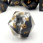 Haxtec Sharp Edge Dice Set DND Dice Set with Dice Case Handmade Black Swirls Resin D&D Dice Set for TTRPGs Compatible with Dungeons and Dragons Gifts-Dark Soul