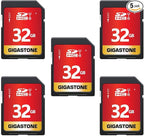 GIGASTONE 32GB SD Card 5 Pack UHS-I U1 Class 10 SDHC Memory Card Full HD Video Compatible with Canon Digital Camera, SPYPOINT TACTACAM Trail Camera, with 5 Mini Cases