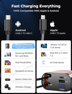 【Upgraded】 SUPERONE Retractable Car Charger 4 in 1, Fast Car Phone Charger with Cord 2.6ft, USB C Car Charger Adapter, Compatible with iPhone 15/15 Pro Max/14/13/12/11, Galaxy, Pixel