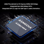 CY USB4.0 Type-C USB4 40Gbps to PCI-E 4.0 X4 SSD NVME NGFF M-Key Enclosure USB-C 20Gbps ASM2464 Chipset