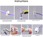 AMPCOM CAT6 Keystone Jack Tool-Less RJ45 UTP, No Punch-Down Tool Required Module Coupler 12-Pack White
