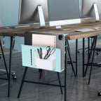 Desk Side Storage Organizer, Under Desk Laptop Holder Clamp on Table Shelf, No Drill Laptop Mount with Magnetic Pen Holder, Hanging Table Organizer for Office and Home
