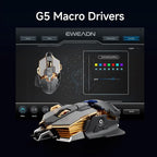 EWEADN G5 Wired Gaming Mouse, Ergonomic RGB Computer Mouse, 12800 Adjustable DPI, 9 Programmable Macro Buttons with Rapid Fire Key Compatible for PC/Laptop/Windows-Grey