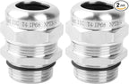 2 Pcs 3/4" NPT Stainless Steel Waterproof Cable Gland, IP68 Waterproof Adjustable Cable Glands, Strain Relief Cord Grip Connectors with Gaskets and Locknut for 13-18mm Cable Diameter