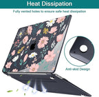 Teryeefi Design Case for MacBook Pro 13 inch M2 M1 A2338 A2251 A2289 A2159 A1989 A1706 (2016-2022,2024 Released), Shockproof Hard Shell for 13 inch MacBook Pro - Petal and Flowers