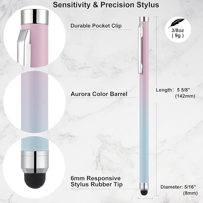 LINFANC Stylus Pens for Touch Screens,Linfanc 6 Pack Stylus Pens for iPad High Sensitivity and Precision Capacitive Stylus Pens for iPhone All Touch Screens Devices,Extra 12 Replacement Tips (LF1026)