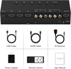 Y.D.F 3 Way HDMI 2.0 Switcher + 2 RCA to HDMI Converter(2 in 1) 2 Way AV Composite CVBS Switch to HDMI Adapter Support 4:3/16:9 Switching for N64 NGC Wii Xbox PS2/3/4/5 Xbox Series/ONE Switch
