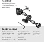 SMALLRIG 7 Inch Magic Arm with Crab-Shaped Clamp, Arm with 1/4"-20 Screw and Retractable Pins, for Action Cameras, Monitors, Video Lights, and Microphones - 5310