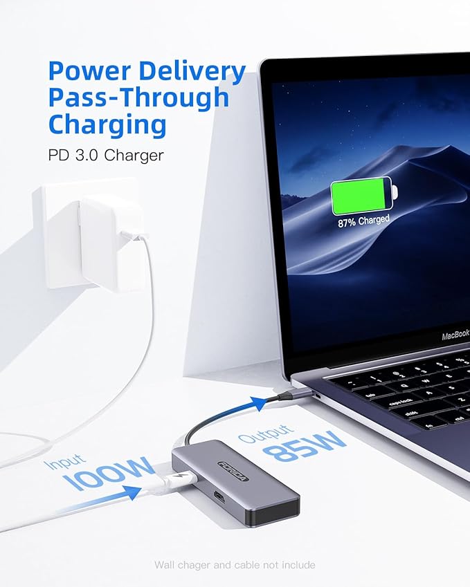 USB C Hub, 7 Ports USB C MultiPort Adapter for MacBook Pro/Air, Type C to HDMI Dongle with 4K HDMI, 1 USB 3.2 Up to 10Gbps, 2 USB 2.0, 100W PD, SD/TF for iPhone 15/16 and Other Type C Devices