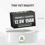 OKMO 12V 15Ah LiFePO4 Lithium Battery 12.8V, 4000+ Deep Cycles rechargeable Battery, for UPS, Kayak Fish Finder, Solar Panel, Power Wheels Toys, Scooter, Radio