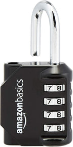 Amazon Basics 4-Digit Combination Lock for Gym and Sports, 2-Pack, Black