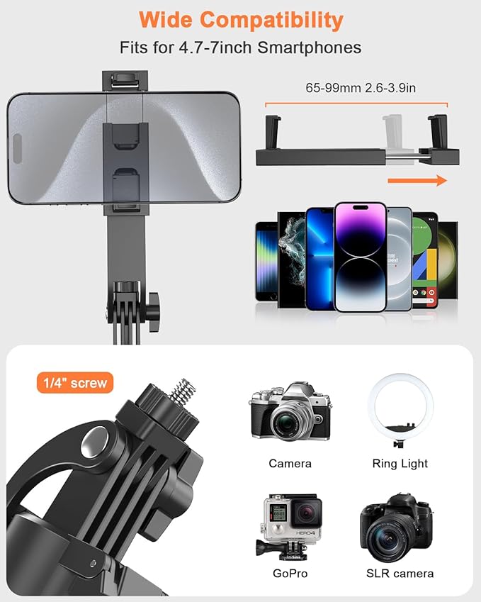 71” Auto Face Tracking Tripod for iPhone with Light,360° Rotating Phone Stand with Rechargeable Remote Control for TikTok Vlog Video Recording, Phone Tripod for Android Camera/GoPro/Ring Light