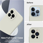 FireNova Designed for iPhone 13 Pro Max Case, Silicone [Camera Protection] Phone Case with [2 Screen Protectors], Soft Anti-Scratch Microfiber Lining Inside, 6.7 inch, Stone