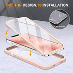 Miracase Glass Case for iPhone 13 Pro Max 6.7 inch, Upgrade Full-Body Clear Bumper Case with Built-in 9H Tempered Glass Screen Protector for iPhone 13 Pro Max, Pink