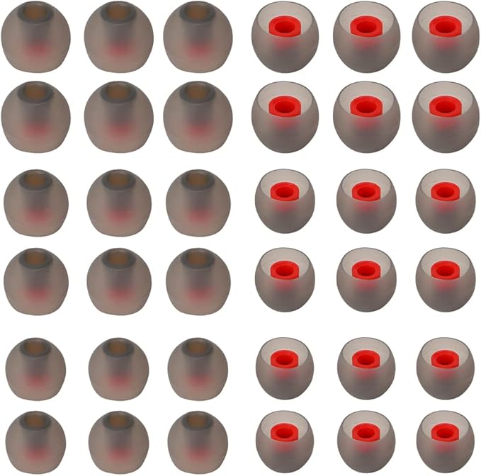 Replacement Earbud Tips Silicone Ear Tips for in- Ear Headphones Eartips Tips (Inner Hole from 3.8mm-5.5mm Earphones) Earbud Replacement Tips Earbuds Cap 18 Pairs S M L