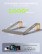 Aluminum Laptop Stand, Notebook Stand with Wrist Rest, Ergonomic Detachable Laptop Mount, Computer Stand Compatible with 10-17'' All Laptops Such as MacBook Air Pro/HP/Dell/Lenovo, Gold