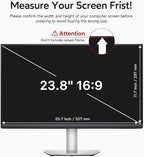 BERSEM 23.8 inch Removable Computer Privacy Screen Filter for 16:9 Ratio Monitor, Anti-Spy, Anti-Glare, Anti-Scratch, UV-Blocking