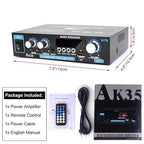 AK35 Stereo Amplifier Home Audio Bluetooth 5.0 Max 200W 2.0 Channel Mini Amplifier Stereo Receivers for Car, Home Party, Audio Amplifier AMP w/USB/TF Card/AUX Input/Bass & Treble Control