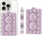 Silicone Suction Phone Holder Mount,Silicon Adhesive Phone Accessory for iPhone and Android, Hands-Free Mirror Shower Phone Holder,TikTok Videos and Selfies (Violet 2Pack, Double Sided)