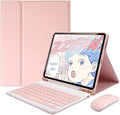 AnMengXinLing Keyboard Case for iPad Air 13 Inch (M3 2025/M2 2024)/Pro 12.9 6th/5th/4th Generation with Mouse Pencil Holder, Magnetically Detachable Keyboard Mouse, Pink