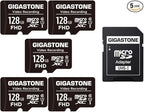 GIGASTONE 128GB Micro SD Card 5-Pack, A1 V30 4K Video Recording, Compatible with Security Camera, Dash Cam, Drone, 100MB/s MicroSDXC Memory Card UHS-I, with Adapter