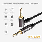 CableCreation 3.5mm Audio Cable 1.5FT/0.45M, 3.5mm Right Angle Male to Male Auxiliary Cable with Silver-Plating Copper Core for Car Stereos, iPhones, Tablets, PS4 Headset, Echo-Dot, 24K Gold Plated