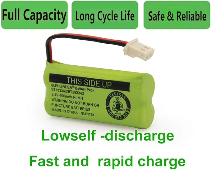 DM221 BT183342/BT283342 2.4V 400mAh Ni-MH Battery Pack, Also Compatible with Cordless Phone Batteries BT166342/BT266342 BT162342/BT262342 CS6709 CS6609 CS6509 CS6409 EL52100 EL50003(4 Pack)
