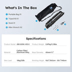 SIRUI Carbon Fiber Travel Tripod - Lightweight 55.1" Compact Tripod with 360° Panorama Ball Head, Quick Release Plate (AM-025K+KS-5)