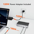 TobenONE DisplayLink Docking Station 3 Monitors with 3 HDMI(4K@60Hz), USB C Docking Station with 120W Charger, for MacBook Pro/Air, Thunderbolt 4/3, USB-C Windows(2 DP, 6 USB, Ethernet, SD/Micro SD)