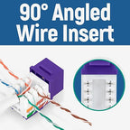 Everest easyJACK - 90° Angled Speed Termination Keystone Tool Set - with 20-Pack of RJ45 Cat6 Keystone Jacks in Purple (Slim Profile Design) - Time Saver Network Punch Down Tool Cat6