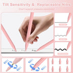Pencil 2nd Generation for iPad 2018-2024 with Magnetic Wireless Charging Compatible with Apple iPad Pro 13”(M4)/12.9”/11”,iPad Air 6(M2)/5/4/3,iPad mini 7(A17 Pro)/6/5,iPad10/9/8/7/6 Pink