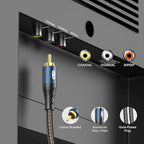 EMK Subwoofer Cable RCA to RCA Audio Cable 24K Gold-Plated Nylon Braided Double Shielded Digital Analogue Supports Amplifiers,Home Theater,Hi-Fi Systems,Subwoofer(50ft/15m)