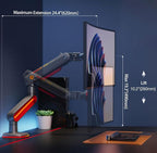 RGB Gaming Monitor-arm for Flat/Ultrawide/Curved Monitors 32 to 60 inch, Heavy Duty Stand Load up to 20 kg, VESA 75/100 mm Monitor-Mount L60