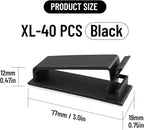 Adhesive Cable Clips Holder, Outdoor Light Clips, Black Cord Wire Clips, Sturdy Nylon Cord Wall Finisher Wire Clamp for Home, Car, Office Desk Wire Management (Black, XL-40 PCS)