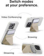 MOFT Magnetic Wallet Stand Compatible with iPhone 16/15/14/13/12 Series, Angle Adjustment & Magsafe Compatible MOVAS Phone Stand, Beach White