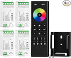 BTF-LIGHTING 5050SMD FCOB COB RGBCCT RF 2.4GHz Wireless Remote RC03RFB &4PCS C05RF Tuya Controller Kit 4 Zones Group Control PWM RGBWW (+ R G B C W) 6pin LED Strip DC5V DC12V DC24V