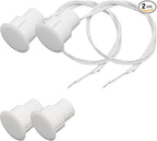 2PCS Recessed Wired Security Window Door Contact Sensor, Normally Closed NC, Door Alarm Magnetic Reed Switch with 2 Wire, ABS White, RC-36