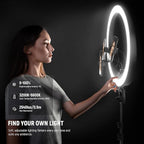 NEEWER RP19H 19" Ring Light with Tripod Stand/3 Phone Holders/Cleaning Cloth Compatible with iPhone, 2.4G Touch Control LED Ringlight for Video Recording Studio Streaming Zoom Selfie Makeup Lighting