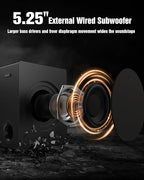 Hiwill 4.1ch Dolby Atmos Soundbar, 320W Sound Bar for Smart TV with Subwoofer, 2 Side-Firing Tweeters, 2 Front Surround Speakers, Home Theatre 3D Surround Sound System for TV Speaker, eARC/OTP/AUX