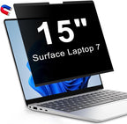 Magnetic Privacy Screen for 15 Inch Microsoft Surface Laptop 7, Removable Anti Glare Screen Protector, Blue Light Computer Filter, Anti Spy Easy Install