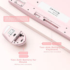Wireless Keyboard and Mouse - Full Size Ergonomic Keyboard with Palm Wrist Rest Ergonomic Mouse Cordless for Windows Computers Laptops - Light Pink (Upgrade)