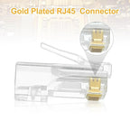 MECCANIXITY 30pcs Cat6 RJ45 Pass Through Connectors, RJ45 Connector 8P8C Gold Plated Plugs with 30pcs Black Strain Relief Boots for Solid or Stranded UTP Ethernet Cable, 1.1mm