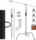 Heavy Duty C Stand 10.8ft/330cm with Holding Arm Carry Bag Sandbag 3*Clip 2*Grip Head Stainless Steel Photography Light Stand C-Stand Sturdy for Photography Studio Video Monolight Softbox Shooting