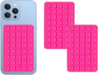 2 Pack Silicone Double-Sided Suction Grip – 40 Cups per Side, Strong Hold for iPhone, Galaxy, Pixel, Android – Hands-Free for Selfies & Videos (Rose Red)