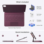 typecase Keyboard Case for iPad Pro 11-inch (M4) 2024,Magic Keyboard with 11 Colors Backlight for iPad Pro 11,Keyboard Case with Pencil Holder,Multi-Touch Trackpad,Easy-Set Magnetic Stand,Raspberry