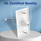 VCE 6-Pack Ethernet Wall Plate (UL-Listed), RJ45 CAT6 Wall Plate with Low Voltage Mounting Bracket 1 Gang, White