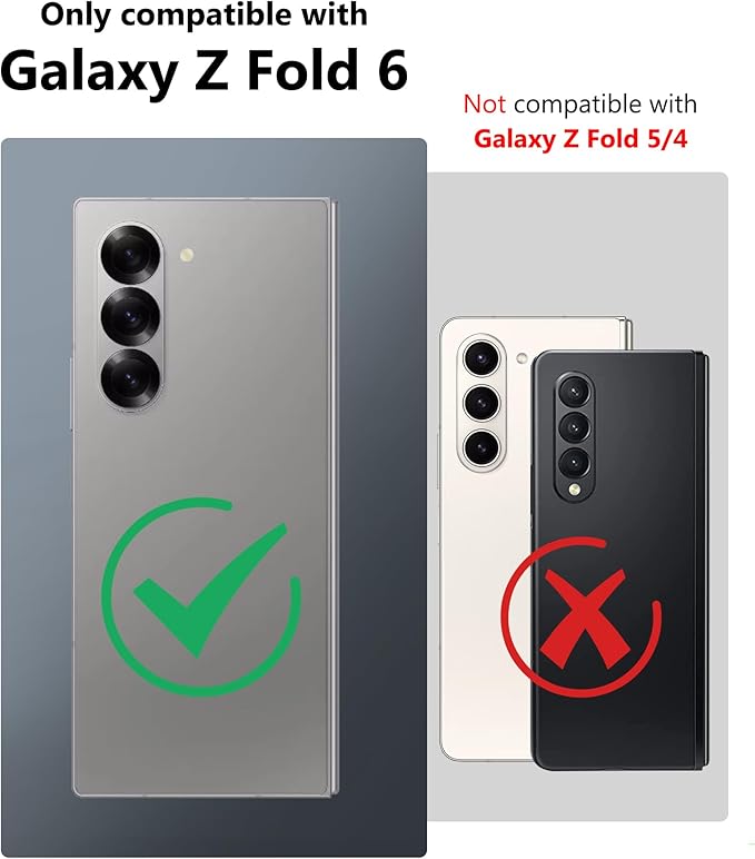 Vihibii for Samsung Galaxy Z Fold 6 Case with Card Holder & Camera Protective Cover & Hinge Protection & Front Screen Protector, Full Body Sturdy Wallet Case for Samsung Galaxy Z Fold 6, Dark Purple