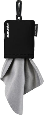 SPUDZ Classic Microfiber Lens Cleaner – Clip-On Pouch, Washable – for Binoculars, Scopes, Glasses, Screens | Black, 10 x 10 Inch