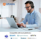Headset with Microphone Noise Cancelling & Audio Controls Ultra Comfort Headphone for Computer Laptop Pc Business Skype UC Webinar Call Center Office (USB A & USB C Adapter)