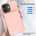 GIN FOXI Battery Case for iPhone 17, Charging Case Charger 8500mAh Ultra-Slim Lightweight Powerful Battery Pack 15W Fast Rechargeable Anti-Fall TPU Juice Box for iPhone 17 (6.3") Pink